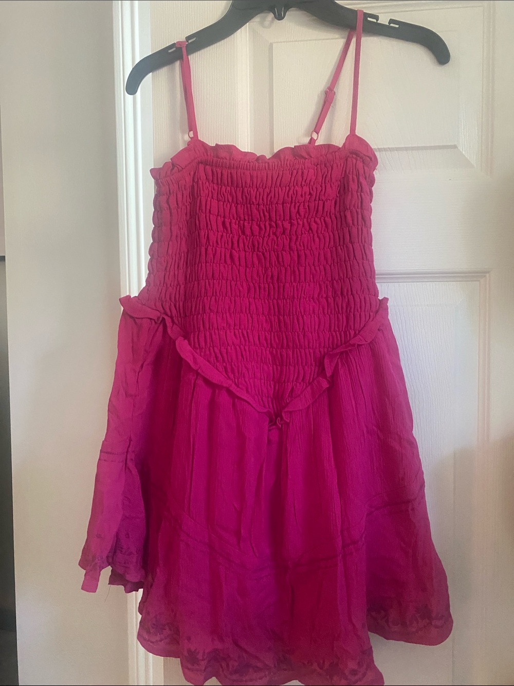 No Boundaries Hot Pink Smocked Spaghetti Strap Dress